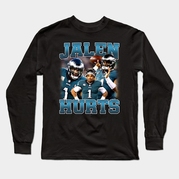 Jalen Hurts Bootleg Tee Vintage Long Sleeve T-Shirt by bmbg trian